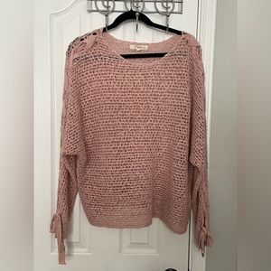REWIND WOMEN’S SWEATER  rose colored crochet, size large